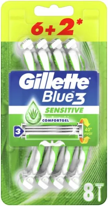 Gillette Blue 3 Sensitive Еднократна самобръсначка х 6 + 2 бр