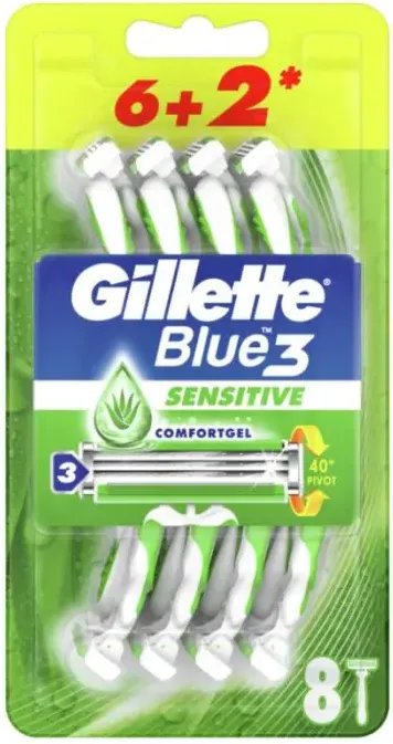 Gillette Blue 3 Sensitive Еднократна самобръсначка х 6 + 2 бр