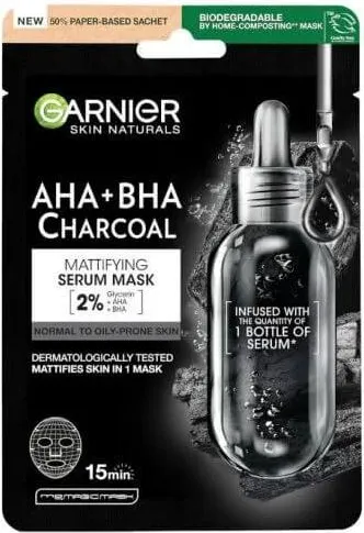 Garnier Skin Naturals Mатиращa серум-маска за лице с активен въглен 28 г