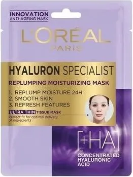 L’Oreal Hyaluron Specialist Хидратираща хартиена маска за възстановяване обема на лицето 30 грама