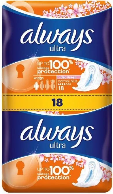 Always Sensitive Ultra Normal Plus Дамски превръзки х18 бр