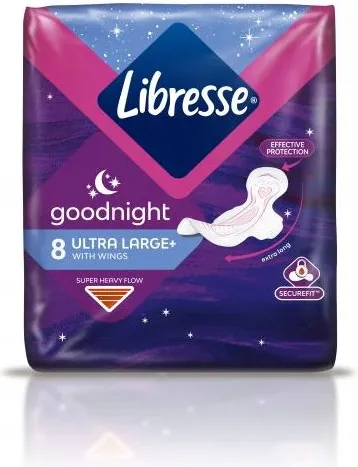 Libresse Goodnight Ultra Large Нощни дамски превръзки с крилца 8 бр Essity AB