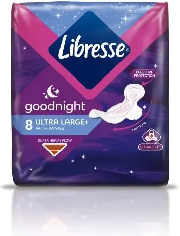 Libresse Goodnight Ultra Large Нощни дамски превръзки с крилца 8 бр Essity AB