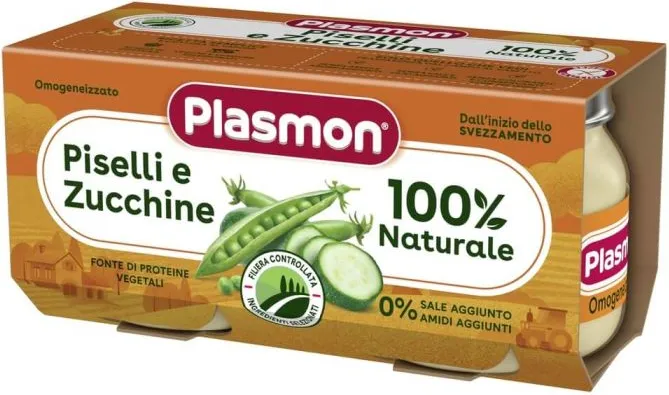 Plasmon Пюре от грах и тиквички за деца 6М+ 80 г х 2 бр