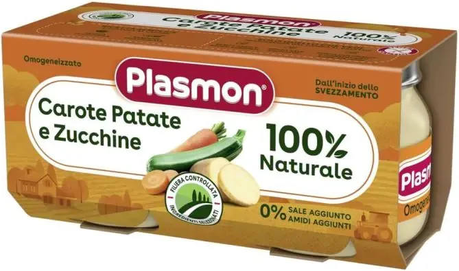 Plasmon Пюре от моркови, картофи и тиквички за деца 4М+ 80 гр 2 бр