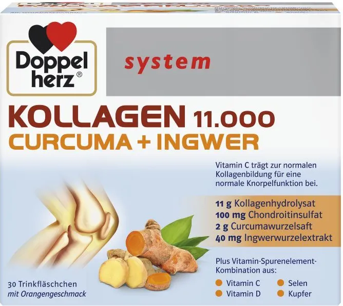 Doppelherz Допелхерц систем Collagen 11000 + Curcuma + Ingwer За здрави стави 25 мл x30 флакона