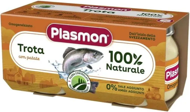 Plasmon Рибно меню пъстърва със зеленчуци за деца 6М+ 80 гр 2 бр