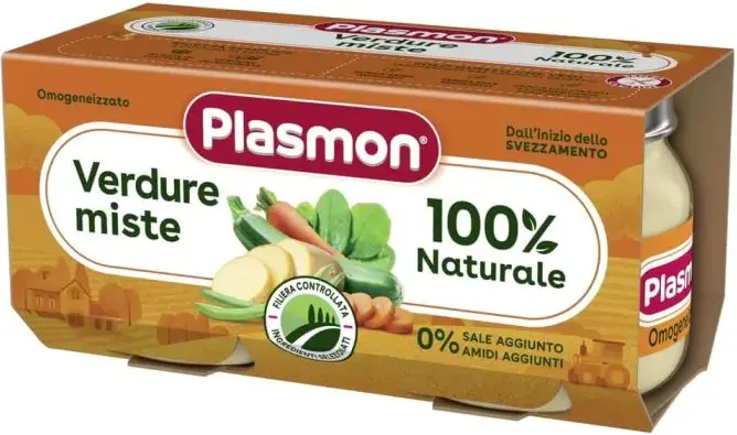 Plasmon Меню зеленчуци микс за деца 4М+ 80 г х 2 бр