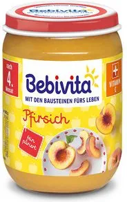 Bebivita пюре праскови без глутен 4М+ 190 гр