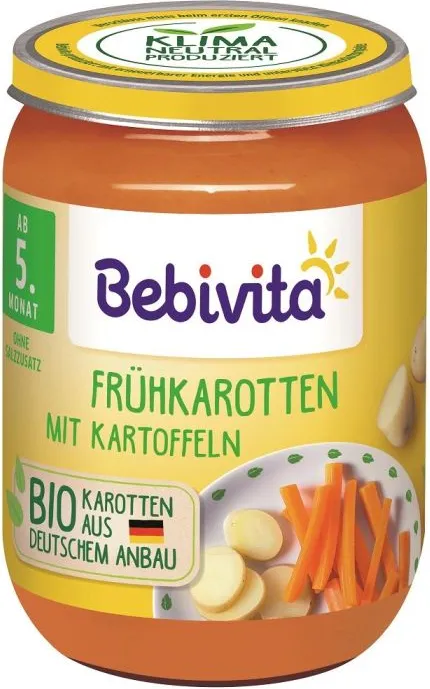 Bebivita Био пюре бейби моркови с картофи 5М+ 190 гр