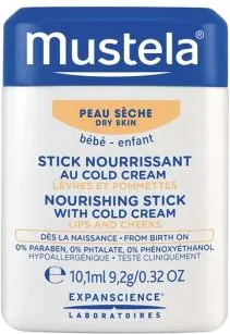 Mustela Хидратиращ стик с подхранващ колд крем 9.2 гр