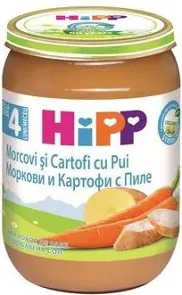 HiPP Био пюре моркови с картофи и пиле 4М+ 190 гр