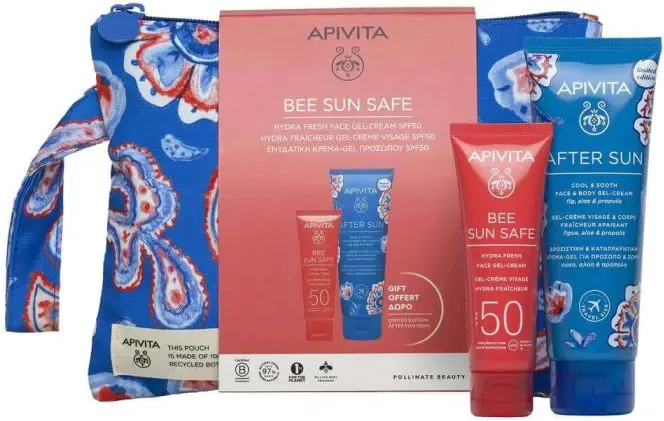 Apivita Bee Sun Safe Хидратиращ слънцезащитен гел-крем за лице SPF50 50 мл + Подаръци Комплект