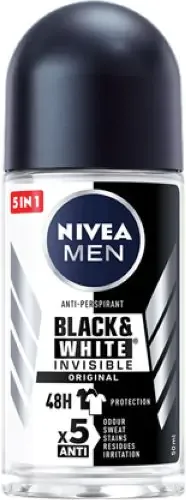 Nivea Men Black & White Invisible Original Дезодорант рол-он против изпотяване за мъже 50 мл