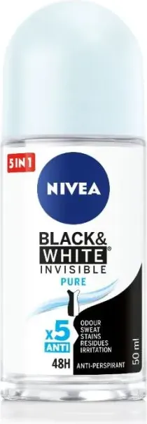 Nivea Black & White Invisible Pure Дезодорант рол-он против изпотяване за жени 50 мл