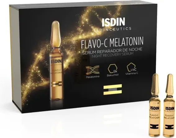 ISDIN Isdinceutics Flavo-C Melatonin Нощен възстановяващ серум за лице 10 ампули x 2 мл