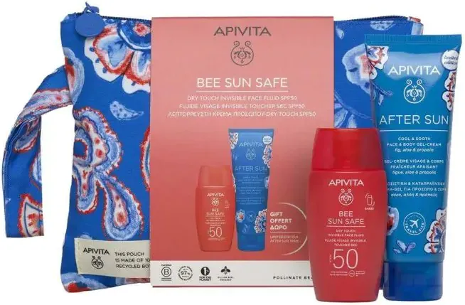 Apivita Bee Sun Safe Ултра лек слънцезащитен флуид за лице SPF50 50 мл + Подаръци Комплект
