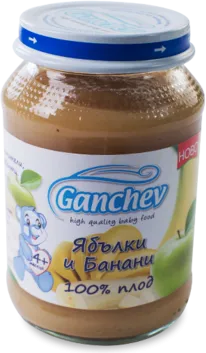 Ganchev Пюре ябълки и банани, 100% плод 4М+ 190 гр