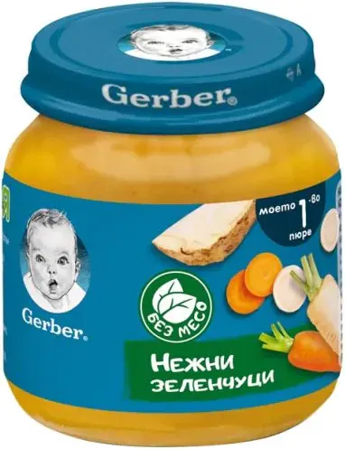 GERBER® Храна за бебета Нежни зеленчуци пюре Моето първо пюре бурканче 125 гр