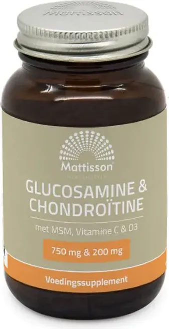 Mattisson Глюкозамин, хондроитин, МСМ и витамини С, D3 за кости и стави 60 таблетки