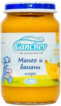 Ganchev Пюре манго и банани, без захар 4М+ 190 гр