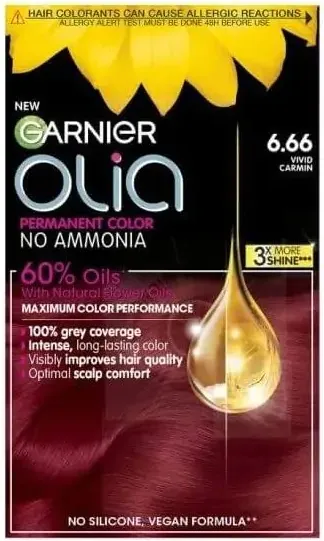 Garnier Olia Трайна безамонячна боя за коса 6.66 Vivid Carmin