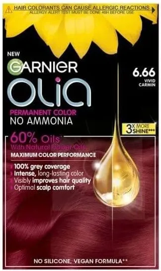 Garnier Olia Трайна безамонячна боя за коса 6.66 Vivid Carmin