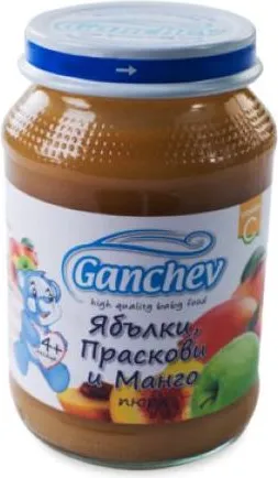 Ganchev Пюре ябълки, праскови и манго 4М+ 190 гр