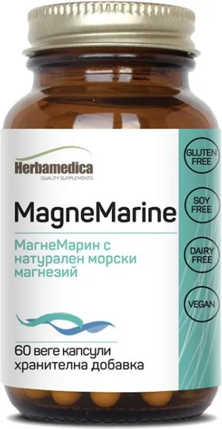 Herbamedica Magne Marine Натурален морски магнезий за нервната система и мускулите 350 мг х60 капсули