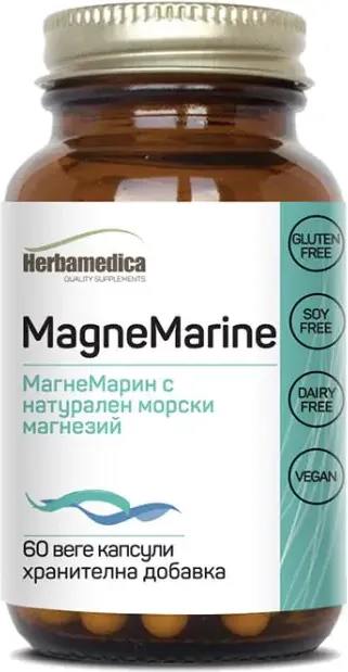 Herbamedica Magne Marine Натурален морски магнезий за нервната система и мускулите 350 мг х60 капсули