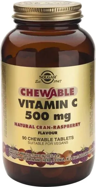 Solgar Chewable Vitamin C с вкус на малина 500 мг х90 дъвчащи таблетки