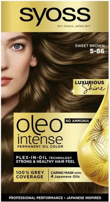 Syoss Oleo Intense Дълготрайна безамонячна крем боя за коса 5-86 Сладко кафяв