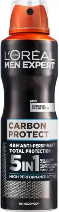 L’Oreal Men Expert Carbon Protect 5in1 Део спрей против изпотяване за мъже 150 мл