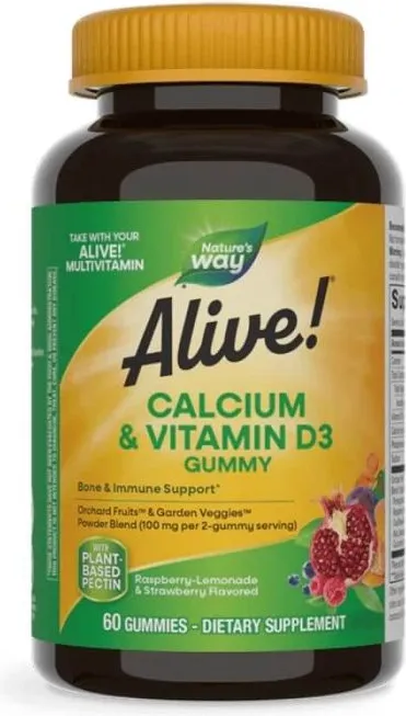 Nature's Way Alive Calcium + D3 Калций и Витамин D3 за здрави кости и зъби х 60 желирани таблетки