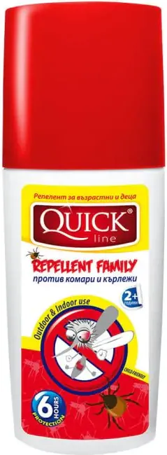 Quick Line Family Репелент за деца и възрастни против кърлежи и комари 100 мл