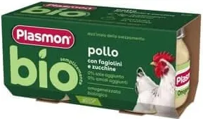 Plasmon Bio Пюре пиле със зелен фасул и тиквички 6М+ 80 г х 2 броя