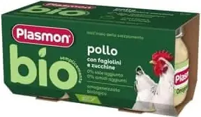 Plasmon Bio Пюре пиле със зелен фасул и тиквички 6М+ 80 г х 2 броя