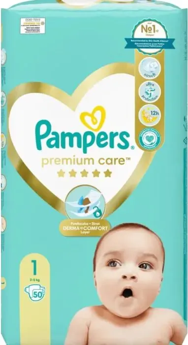 Пелени Pampers Premium Care 1 New Born 2-5 кг 50 бр