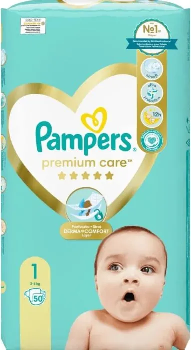 Пелени Pampers Premium Care 1 New Born 2-5 кг 50 бр