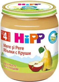 Hipp Био пюре ябълки и круши 4М+ 125 гр