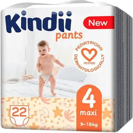 Kindii 4 Maxi Бебешки пелени тип гащички за деца 9-15 кг х 22 бр