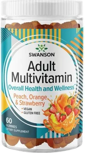 Swanson Adult Multivitamin Gummies - Peach, Orange & Strawberry Мултивитамини за възрастни – праскова, портокал и ягода х 60 дъвчащи таблетки