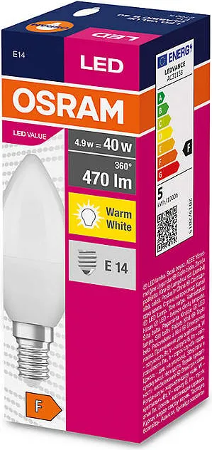 LED крушка 4,9 W, E14