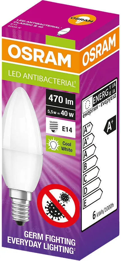 LED антибактериална крушка 5,5W, E14