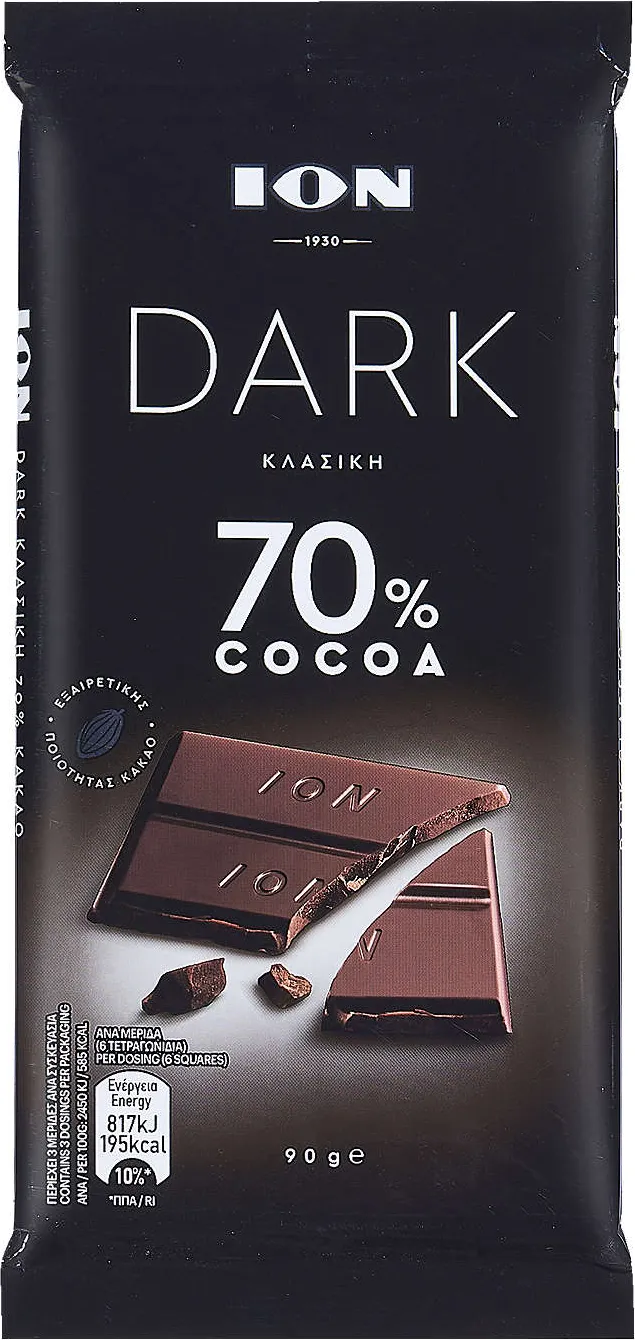 Натурален шоколад 70% какао
90 г