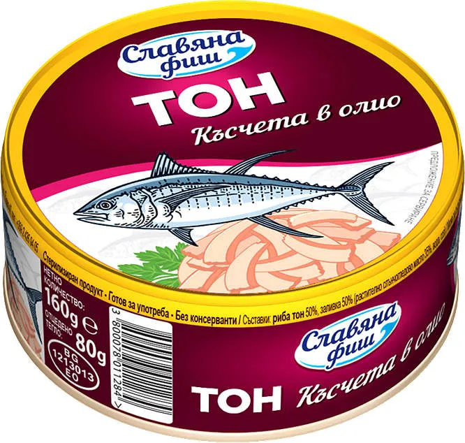 Риба тон късчета
в собствен сос или в олио