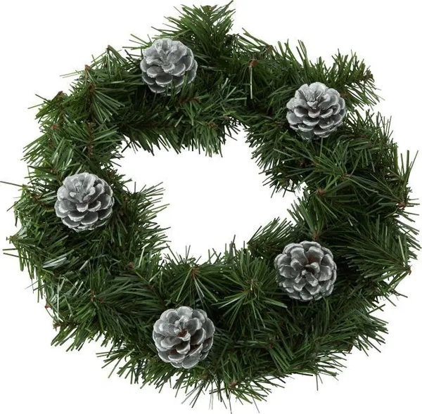 Коледен венец с борови шишарки