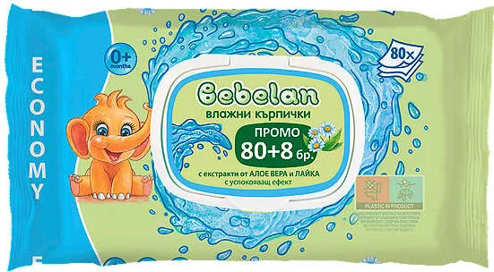 Бебешки влажни кърпички
различни видове, 88 бр.