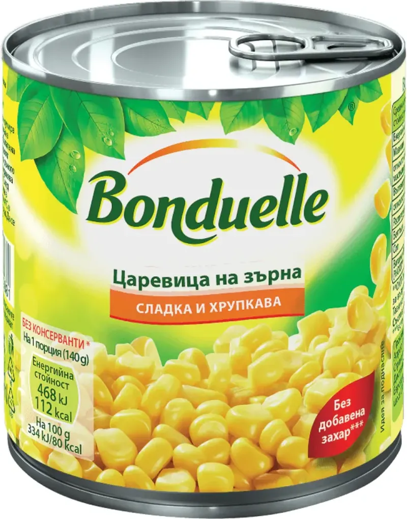 BONDUELLE Зелен грах, сладка царевица или червен фасул