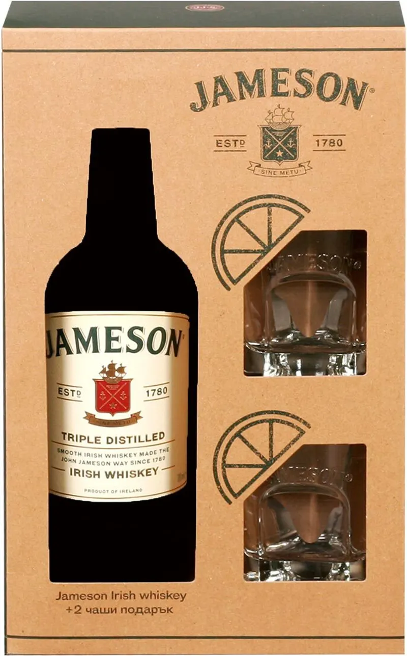 Уиски JAMESON 40% 700мл с 2 чаши